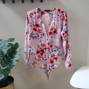 Sanctuary Long Sleeve Sheer Floral Blouse